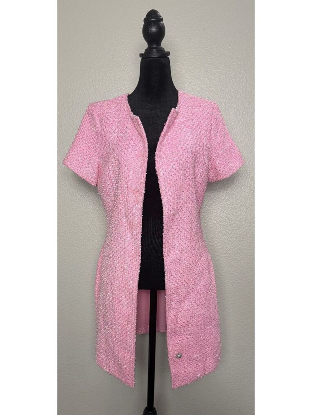 Endless Rose Pink Tweed Mini Dress Longline Jacket S